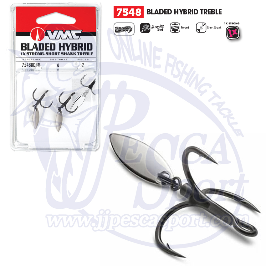thumbnail image 2 of VMC Bladed Hybrid Treble Hooks Size 2 – Pack Of 2, Black Finish 2 of 14